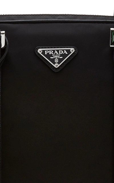 Shop Prada Logo Canvas Briefcase In Black