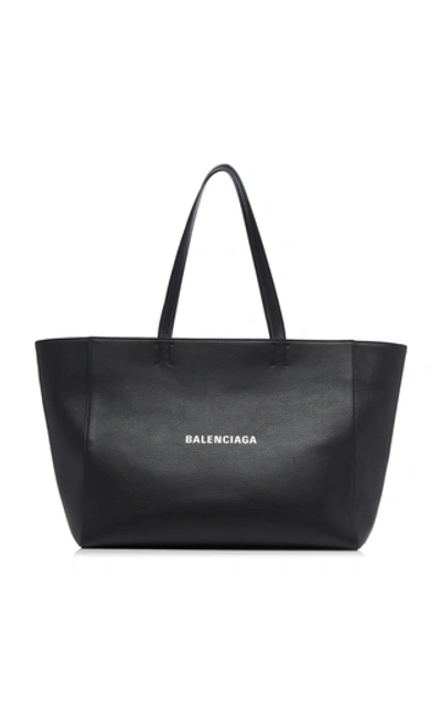 Shop Balenciaga Everyday Leather Logo Tote In Black