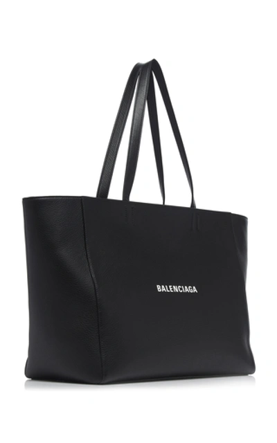 Shop Balenciaga Everyday Leather Logo Tote In Black