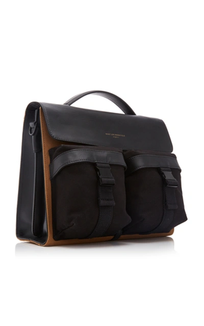 Shop Want Les Essentiels De La Vie Durham Leather-trimmed Canvas Shoulder Bag In Black