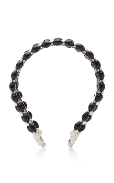 Shop Shrimps Quinn Bead And Faux Pearl-embellished Headband In Black