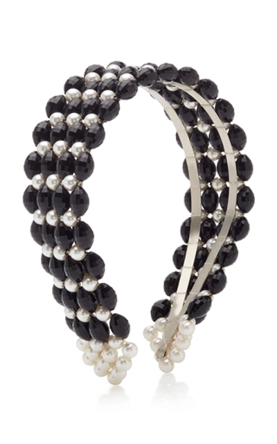 Shop Shrimps Quinn Bead And Faux Pearl-embellished Headband In Black