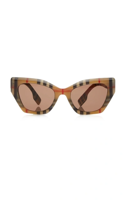Shop Burberry Vintage Check Butterfly Acetate Sunglasses In Brown