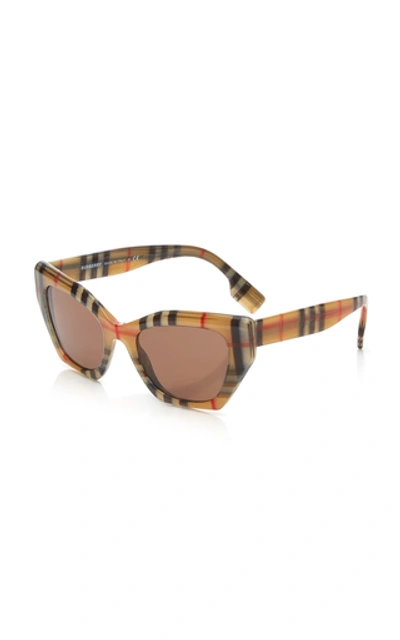 Shop Burberry Vintage Check Butterfly Acetate Sunglasses In Brown