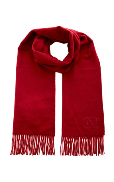 Shop Max Mara Fringed Cashmere Scarf In Red