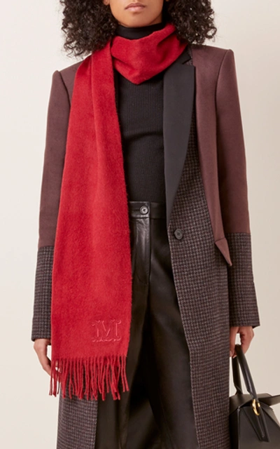 Shop Max Mara Fringed Cashmere Scarf In Red