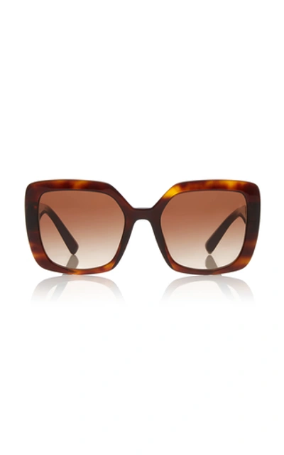 Shop Valentino Women's  Garavani Logo Square-frame Acetate Sunglasses In Brown