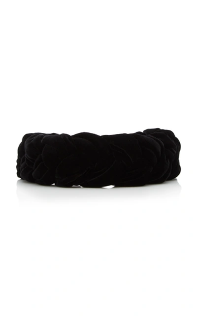 Shop Jennifer Behr Lorelei Braided Velvet Headband In Black