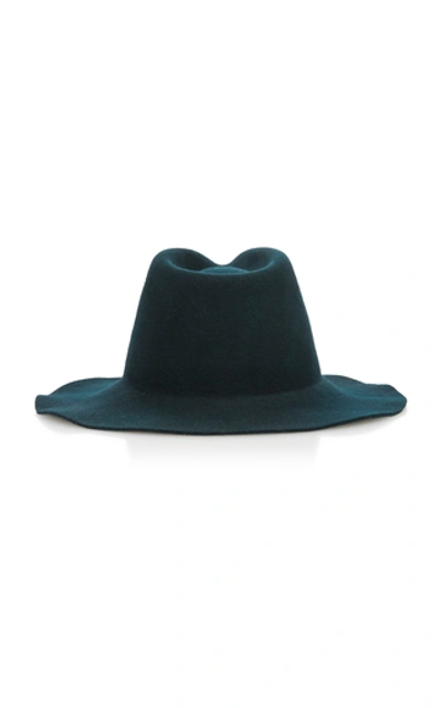 Shop Janessa Leone Rowan Wool Fedora Hat In Dark Green