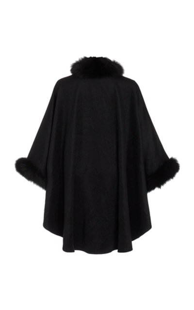 Shop Max Mara Fur-lined Cashmere Cape In Black