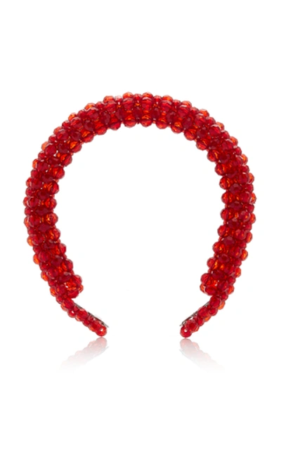 Shop Shrimps Antonia Faux Pearl Headband In Red