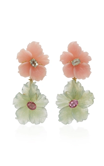 Shop Casa Castro Opal And Adventurine Tiered Flower Earrings In Multi