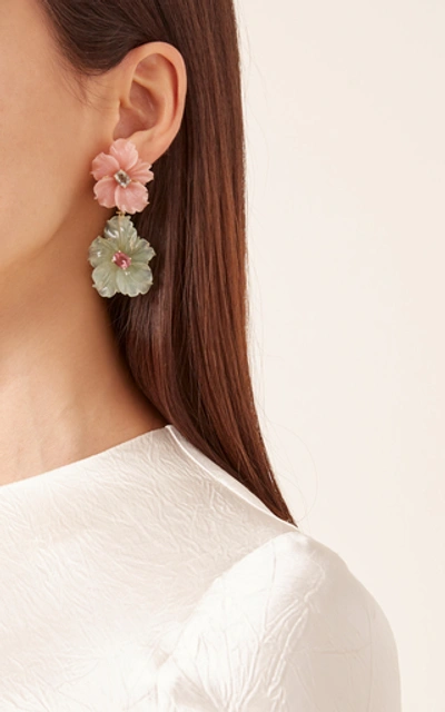 Shop Casa Castro Opal And Adventurine Tiered Flower Earrings In Multi