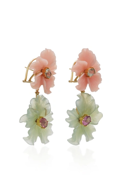 Shop Casa Castro Opal And Adventurine Tiered Flower Earrings In Multi