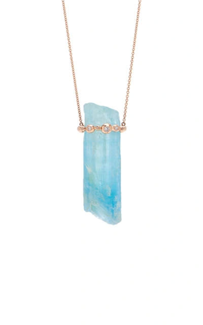 Shop Jill Hoffmeister One-of-a-kind 14k Rose Gold, Diamond And Aquamarine N In Blue