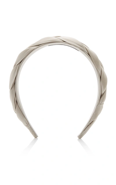 Shop Sophie Buhai Classic Braided Silk Satin Headband In Neutral