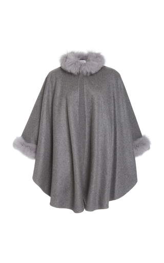 Max Mara Kids' Fur-lined Cashmere Cape In Grey | ModeSens