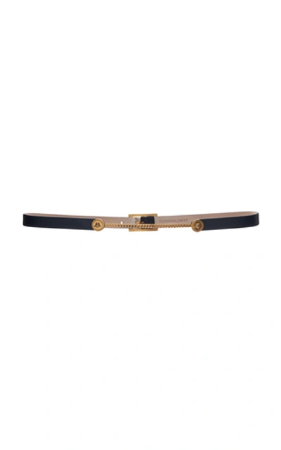 Shop Versace Chain-detailed Leather Belt In Black