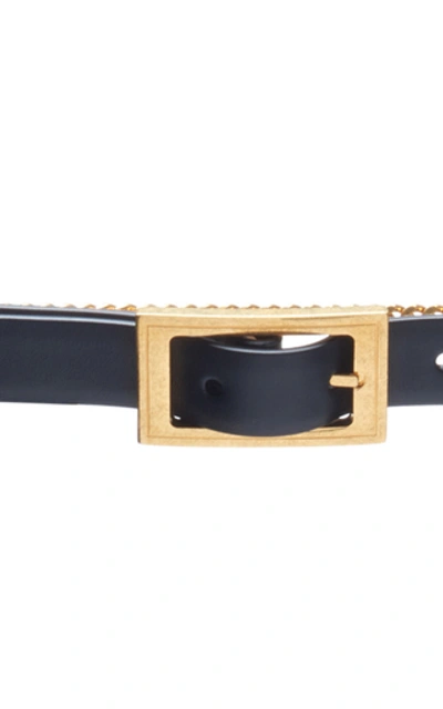 Shop Versace Chain-detailed Leather Belt In Black