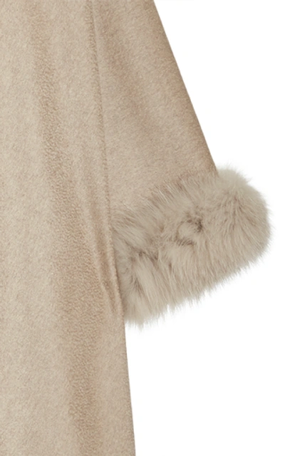 Shop Max Mara Fur-lined Cashmere Cape In Neutral