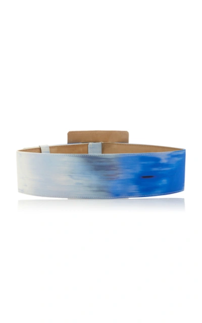 Shop Carolina Herrera Oversized Printed Cotton-blend Waist Belt In White