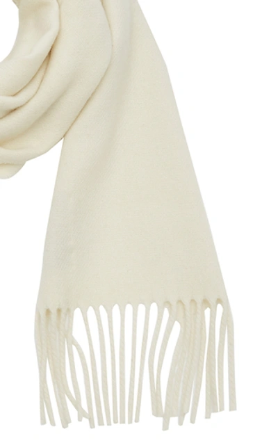 Shop Totême Bova Fringed Wool-blend Scarf  In Ivory
