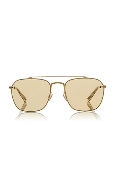 Shop Maison Margiela Craft Aviator-style Gold-tone Sunglasses In Brown