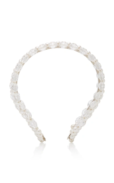 Shop Shrimps Quinn Bead And Faux Pearl-embellished Headband In Silver