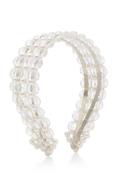 Shop Shrimps Quinn Bead And Faux Pearl-embellished Headband In Silver