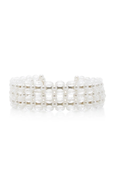 Shop Shrimps Quinn Bead And Faux Pearl-embellished Headband In Silver