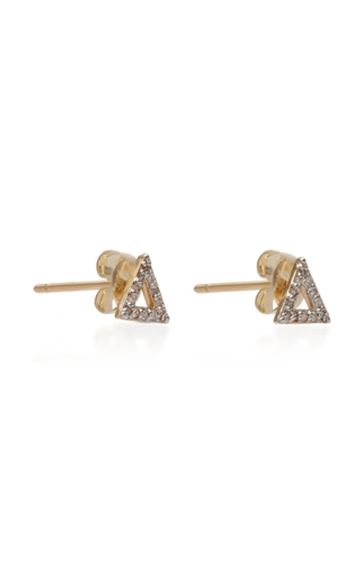 Shop Mateo Mini Diamond Triangle Stud Earrings In Gold