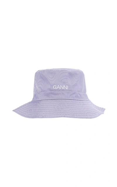 Shop Ganni Moiré Bucket Hat In Purple
