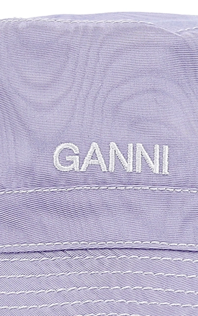 Shop Ganni Moiré Bucket Hat In Purple