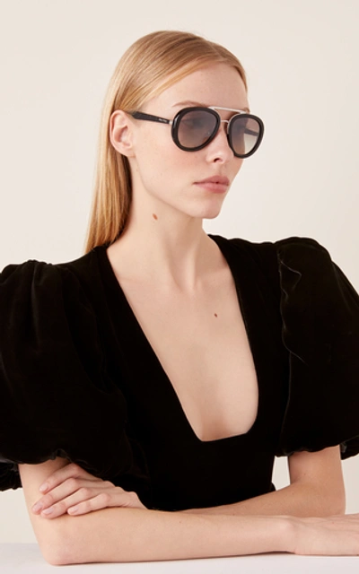 Shop Miu Miu Aviator Acetate Sunglasses In Black