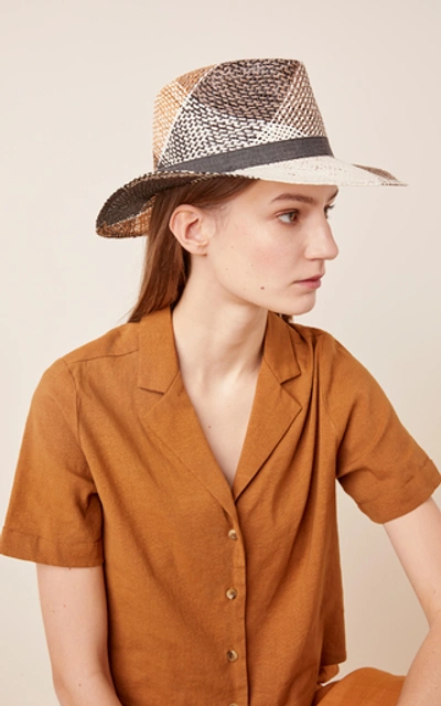 Shop Maison Michel Charles Checked Straw Hat In Brown