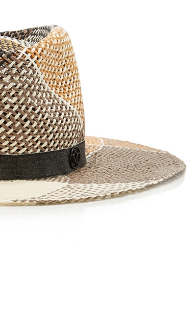 Shop Maison Michel Charles Checked Straw Hat In Brown