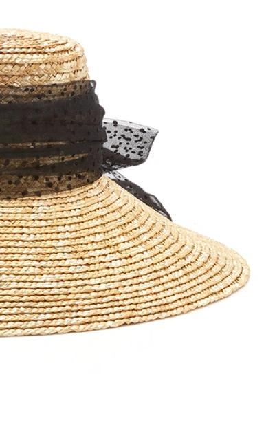 Shop Eugenia Kim Annabelle Organza-trimmed Straw Hat In Neutral