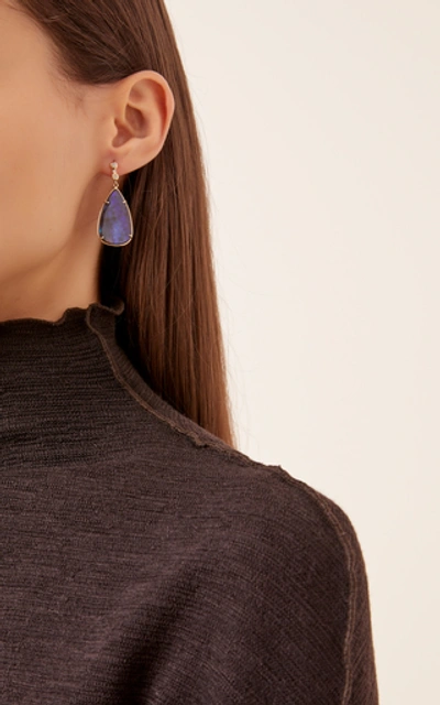 Shop Jill Hoffmeister One-of-a-kind 14k Gold, Diamond And Opal Earrings In Blue