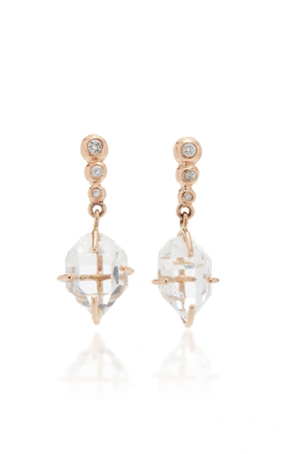 Shop Jill Hoffmeister One-of-a-kind 14k Rose Gold, Diamond And Crystal Earr In Pink