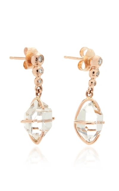 Shop Jill Hoffmeister One-of-a-kind 14k Rose Gold, Diamond And Crystal Earr In Pink