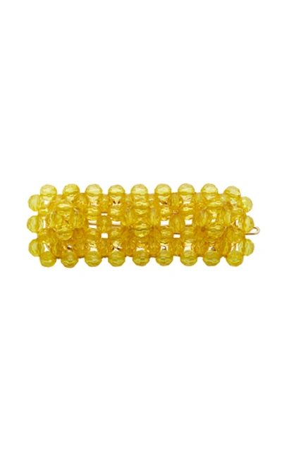 Shop Shrimps Antonia Faux Pearl Barrette In Yellow