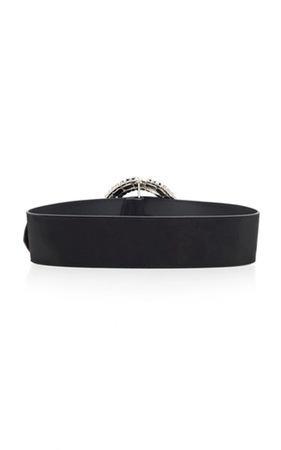 Shop Alessandra Rich Oversized Glass Crystal-embellished Suede Belt In Black