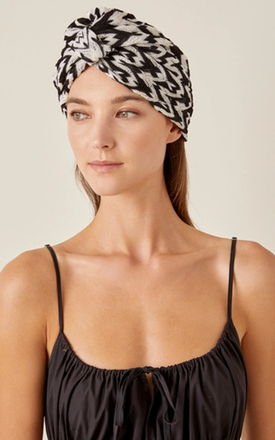 Shop Missoni Black And White Printed Turban In Black/white