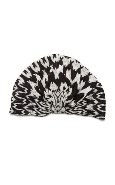 Shop Missoni Black And White Printed Turban In Black/white