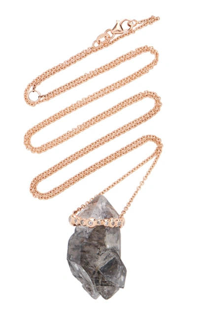 Shop Jill Hoffmeister One-of-a-kind 14k Rose Gold, Diamond And Crystal Neck In Grey
