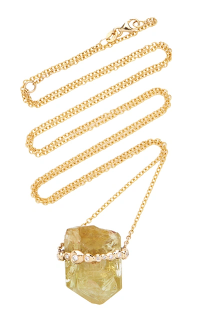 Shop Jill Hoffmeister One-of-a-kind 14k Gold, Diamond And Crystal Necklace In Yellow