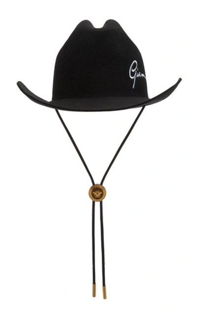 Shop Versace Western Wool Hat In Black