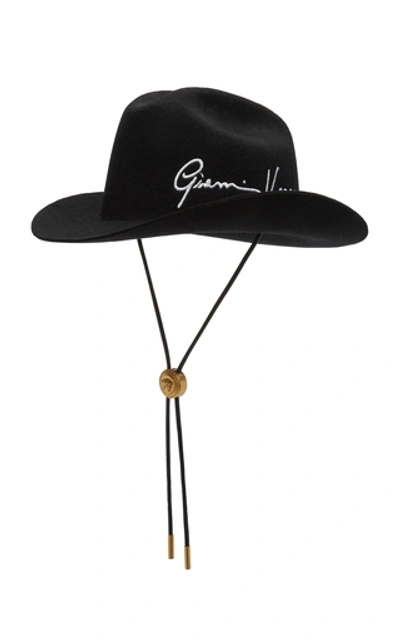 Shop Versace Western Wool Hat In Black