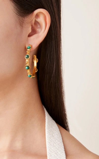 Sylvia Toledano Petite Candy Malachite Gold-plated Hoop Earrings In Green
