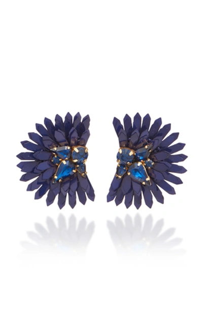 Shop Mignonne Gavigan Ellie Beaded And Crystal Earrings In Blue